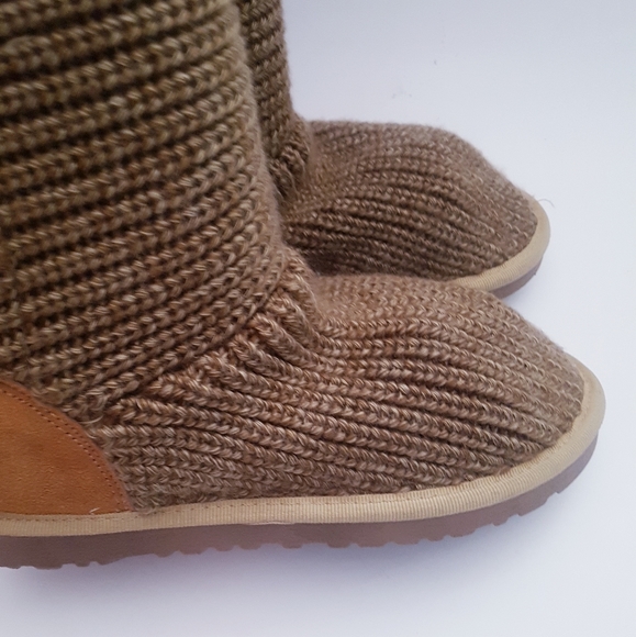 UGG Brown Tall Soft Knit Boots With Buttons - Picture 6 of 14